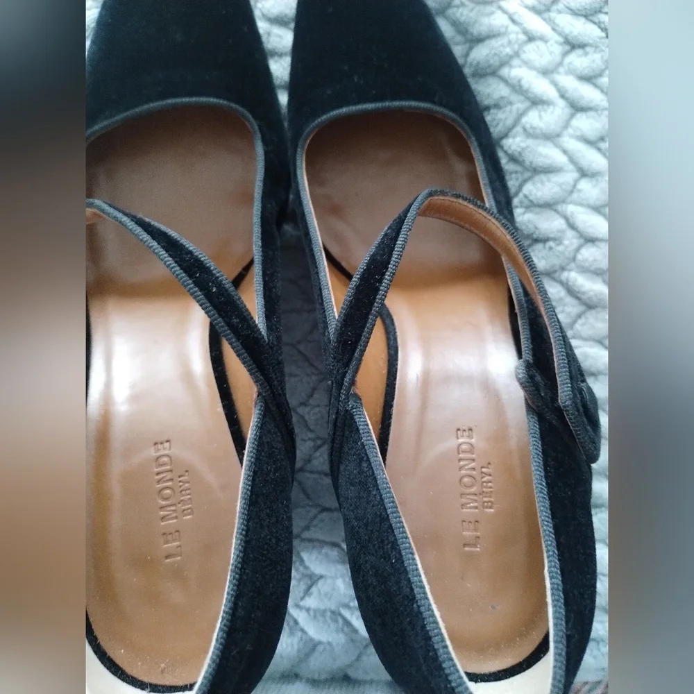 Le Monde Beryl Elegant Black Suede Mary Jane Shoes 9 - Picture 11 of 15